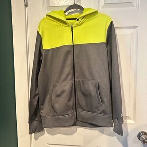 American Eagle Men's Colorblock Yellow Gray Zip Up Hoodie size Large